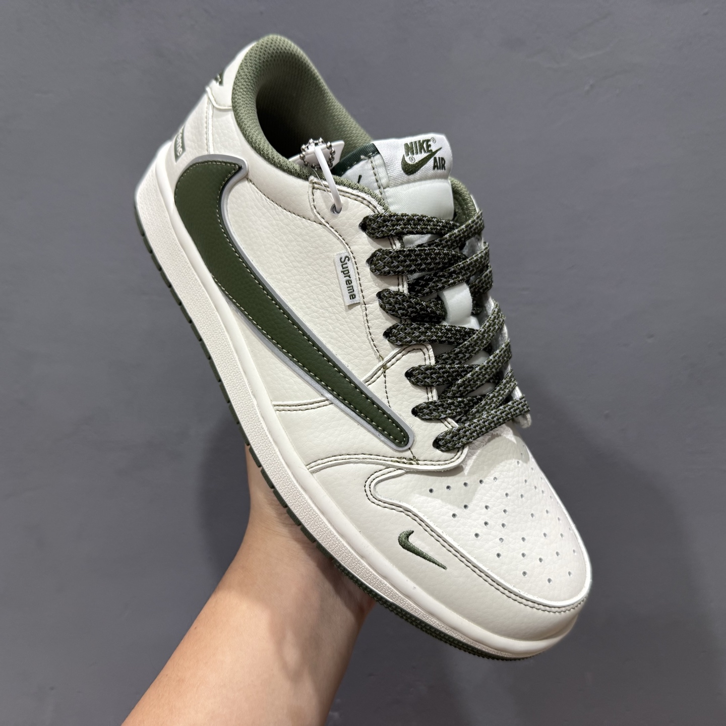 Supreme x Air Jordan 1 Low 白绿 DH0223-333
