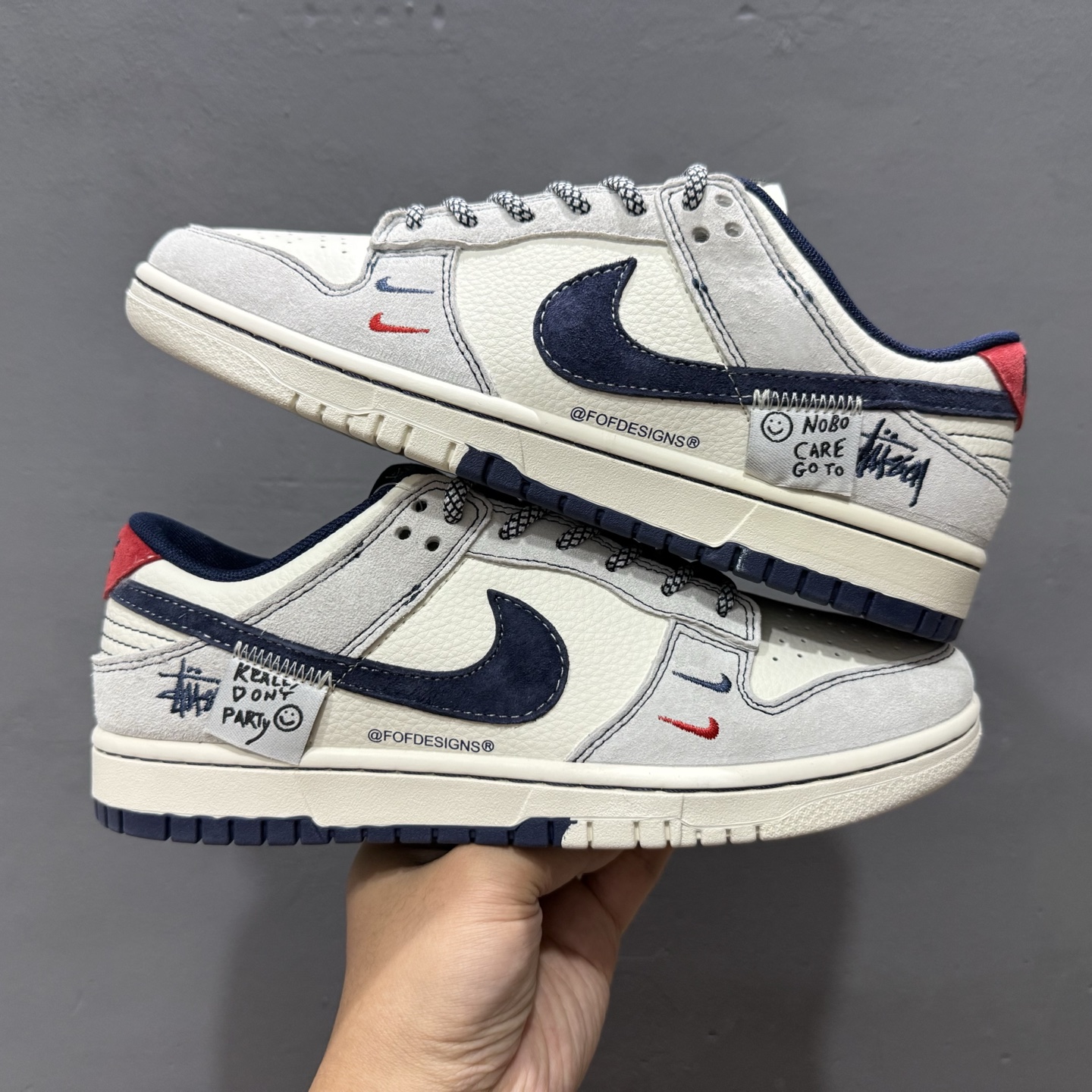 独家实拍Nike SB Dunk Low 斯图西系列 贴布藏蓝勾 周年高端定制 低帮休闲板鞋 YX5066-297