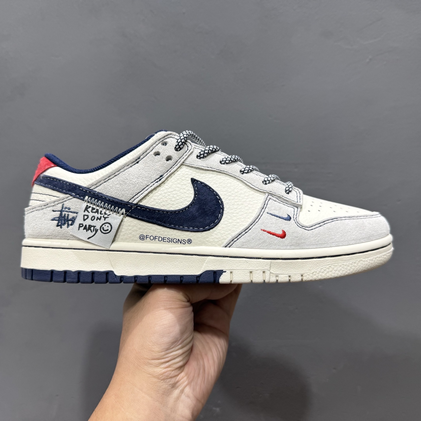 独家实拍Nike SB Dunk Low 斯图西系列 贴布藏蓝勾 周年高端定制 低帮休闲板鞋 YX5066-297