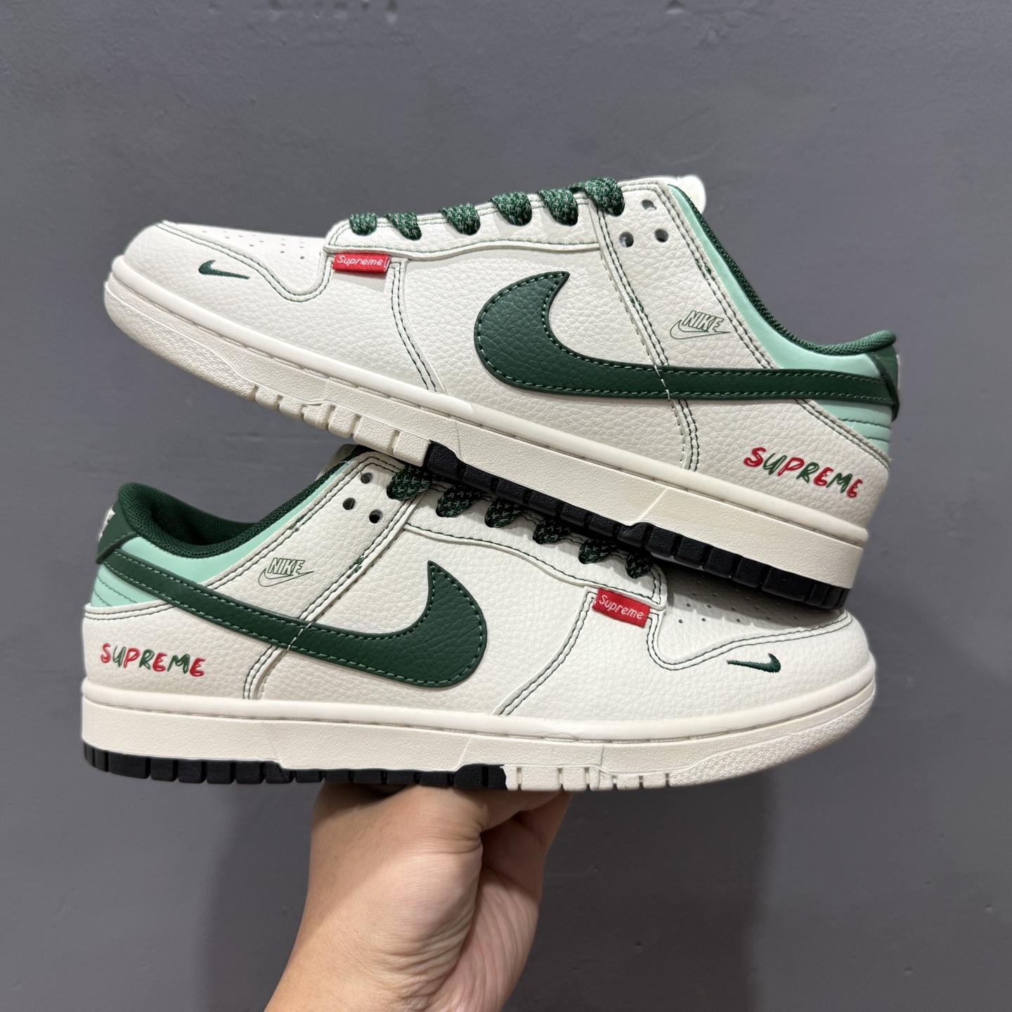 独家实拍Nike SB Dunk Low Sup系列 米白绿勾 空军一号低帮休闲板鞋 FC1688-222