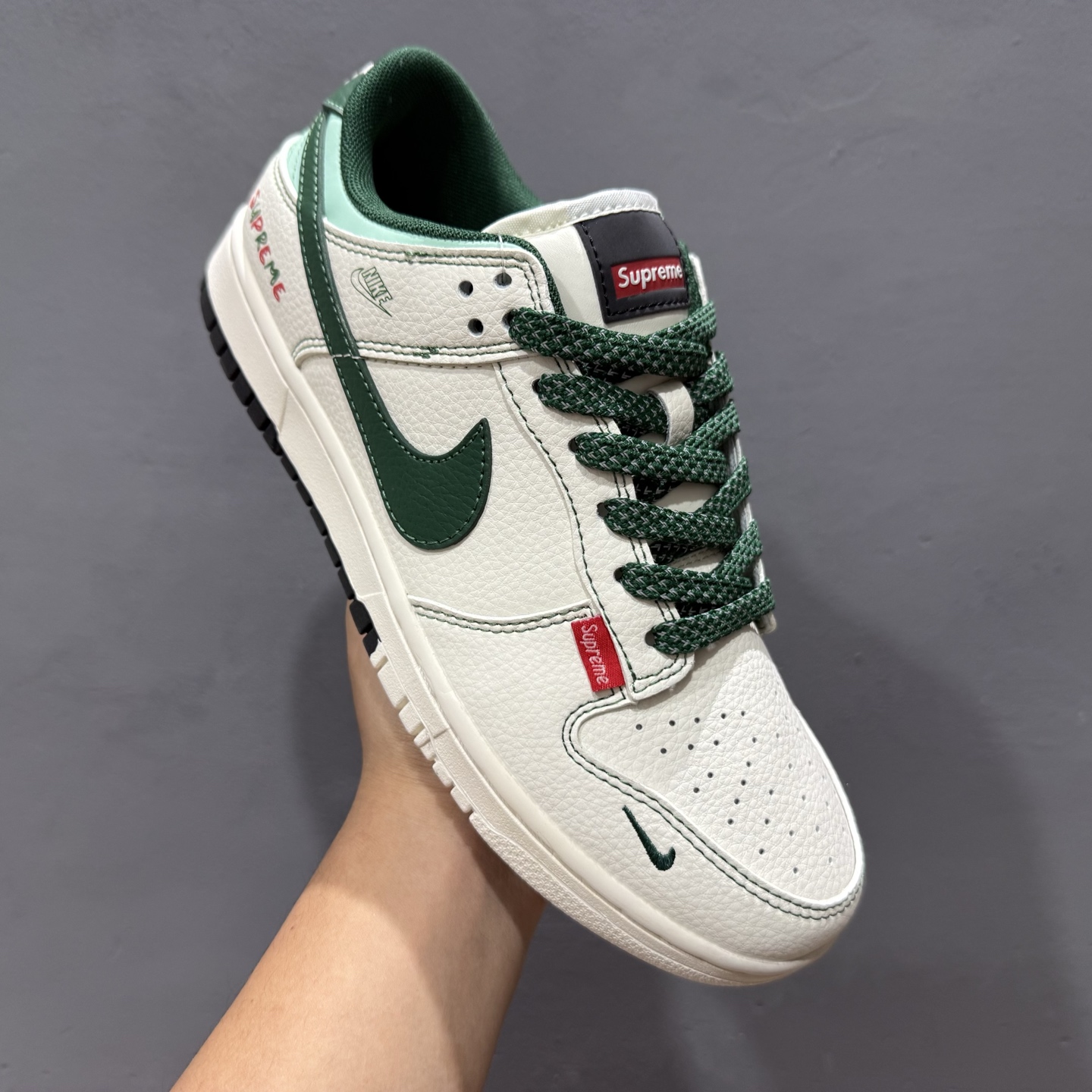 独家实拍Nike SB Dunk Low Sup系列 米白绿勾 空军一号低帮休闲板鞋 FC1688-222