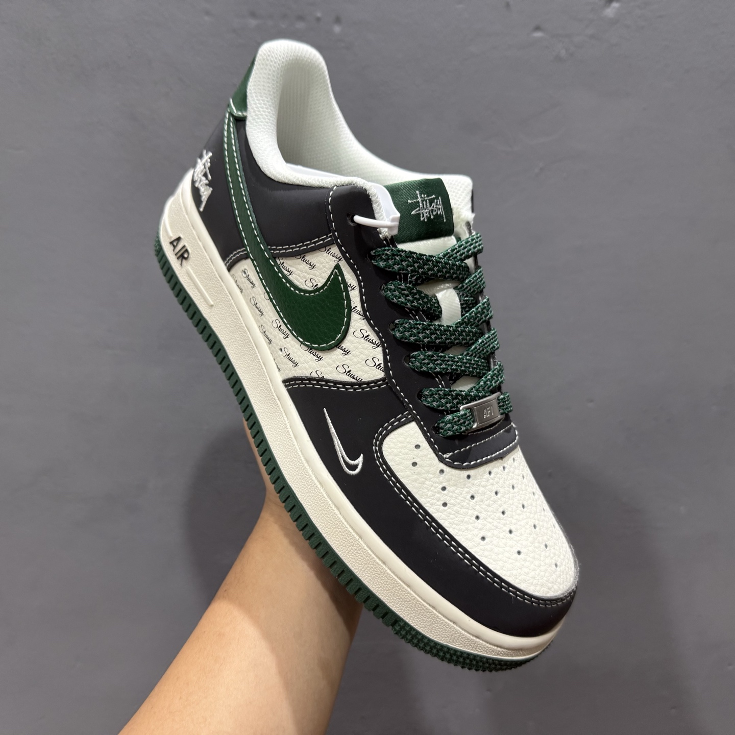 Nike Air Force 1'07 斯图西 联名 黑白绿 XS1958-572