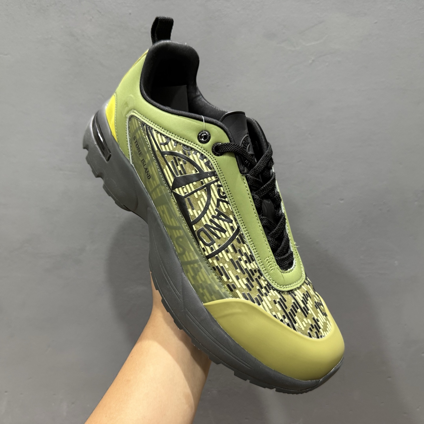 Stone Island Grime Panelled 石头岛黑褐色舒适时尚低帮生活休闲鞋