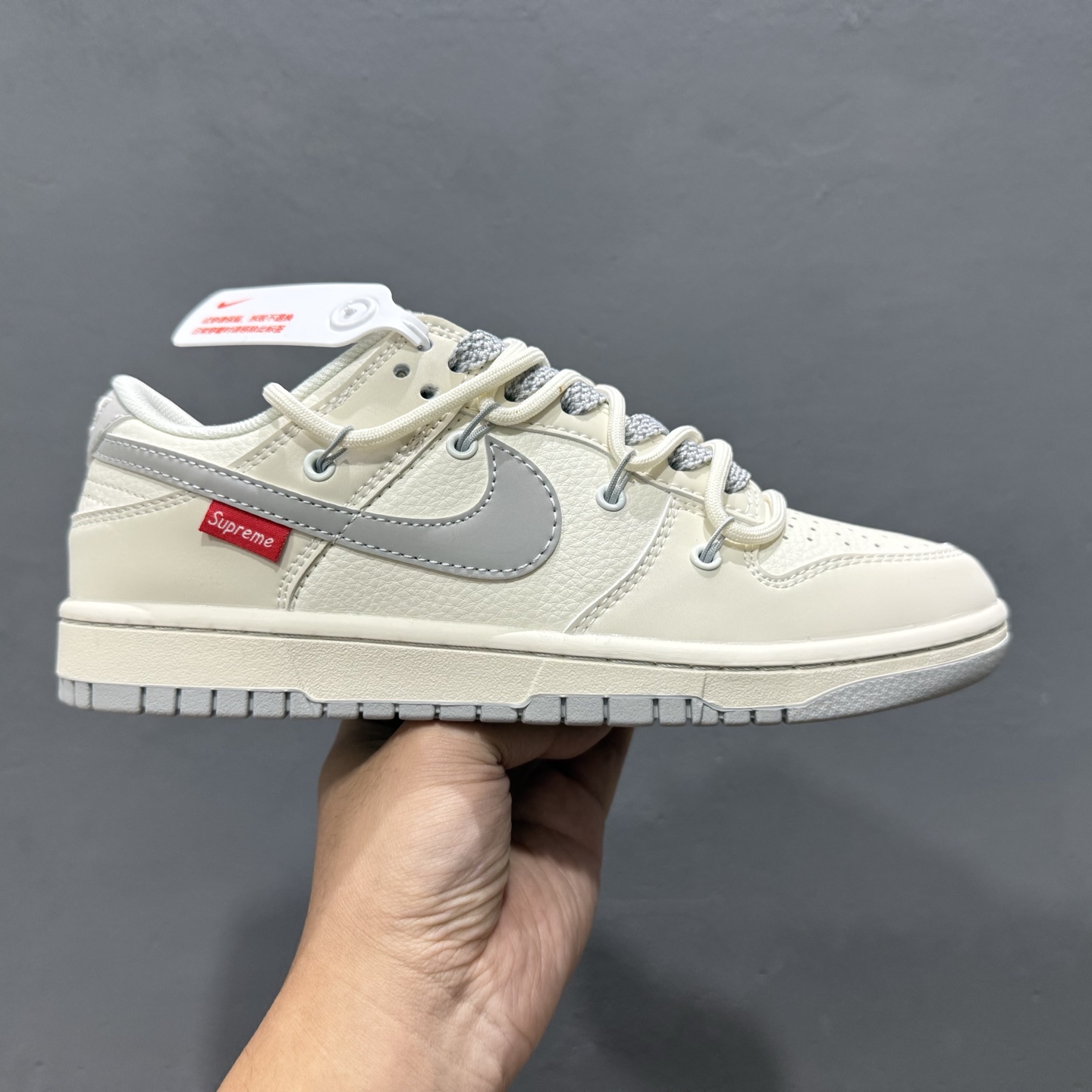 独家实拍Nike SB Dunk Low Sup系列 绑带米白灰勾 周年高端定制 低帮休闲板鞋 DM6868-091