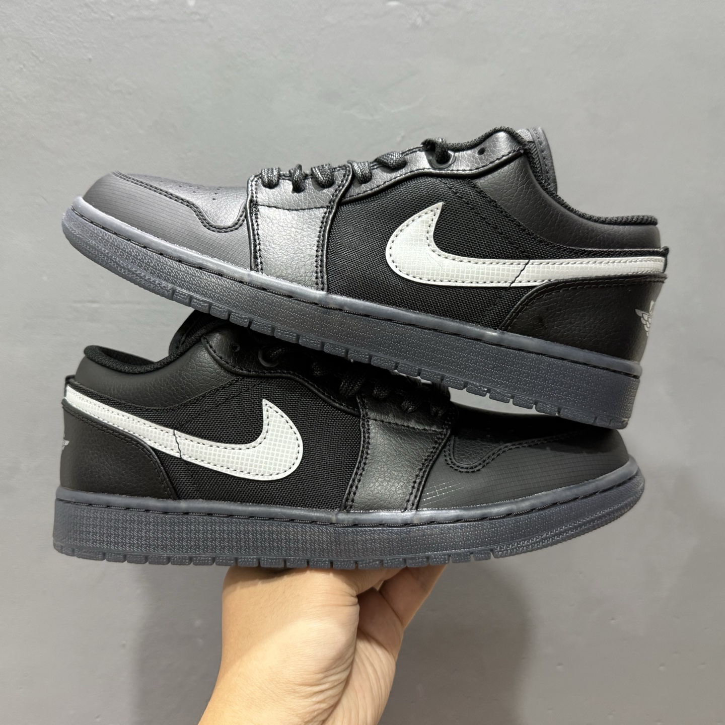 纯原 Air Jordan 1 Low AJ1 乔1黑白帆皮拼接 低帮文化篮球鞋 HV5968-001