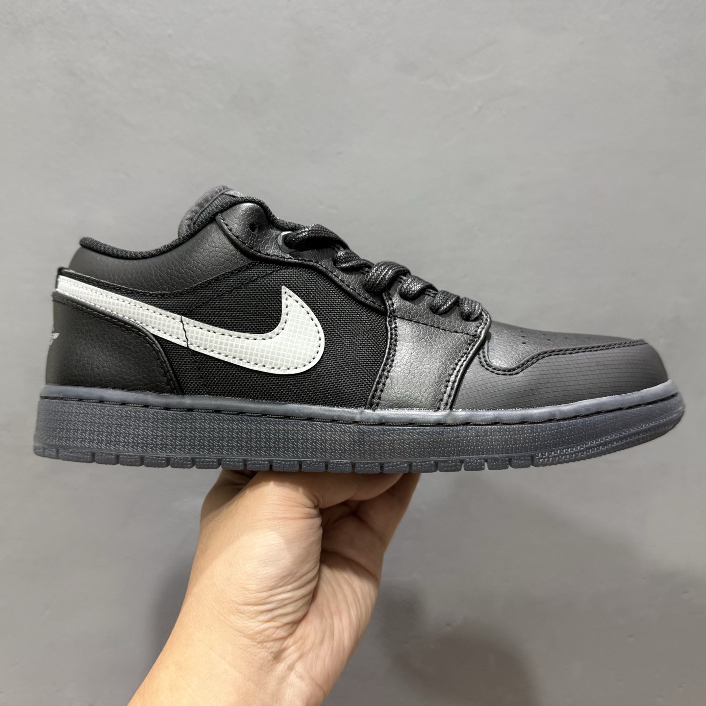 纯原 Air Jordan 1 Low AJ1 乔1黑白帆皮拼接 低帮文化篮球鞋 HV5968-001