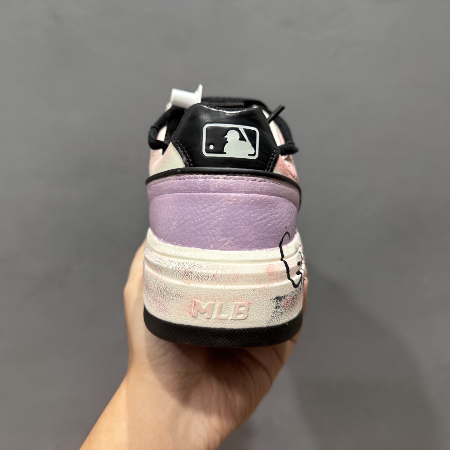 【定制球鞋】 MLB Chunky Liner 灰粉 3ASXCA12N-50IVS