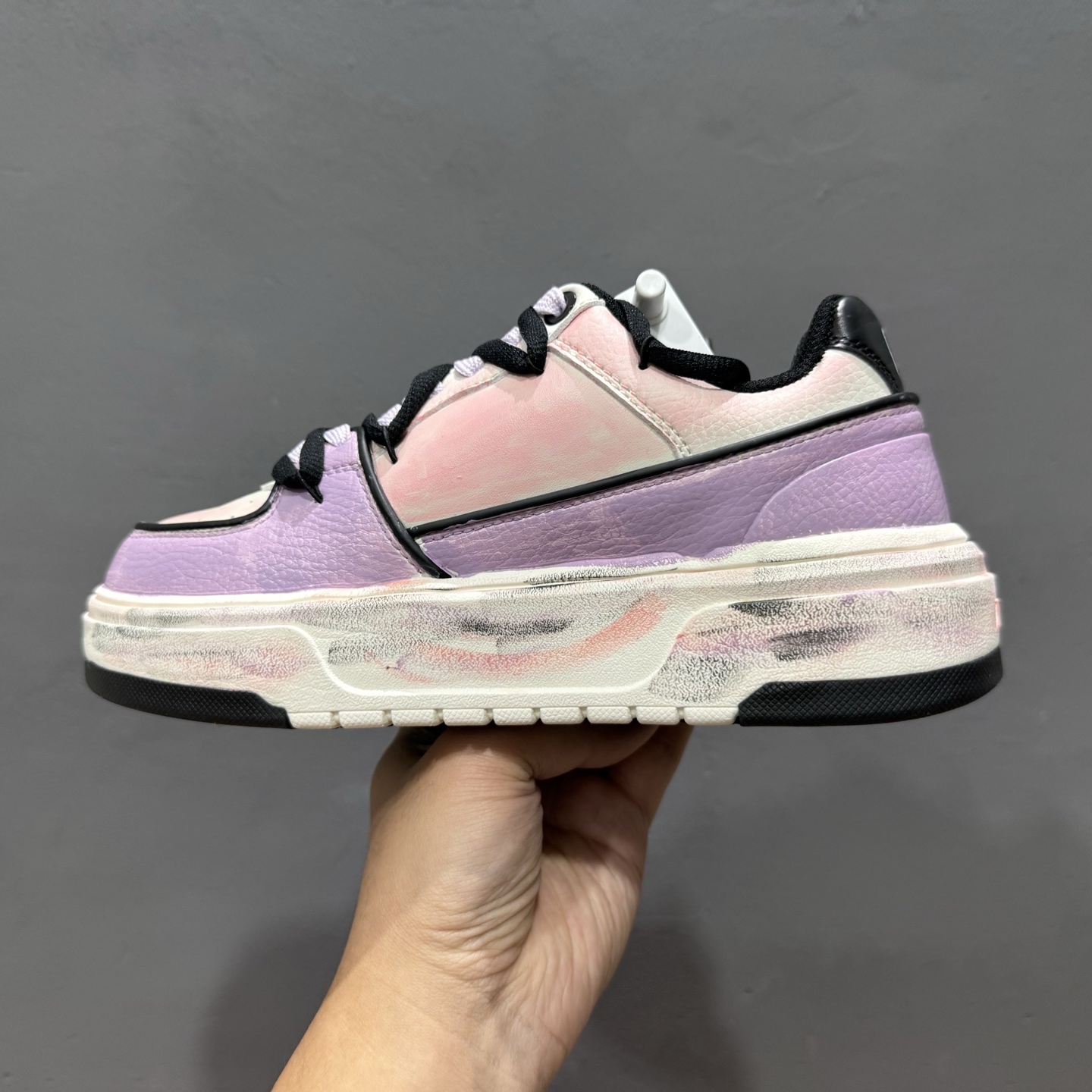 【定制球鞋】 MLB Chunky Liner 灰粉 3ASXCA12N-50IVS