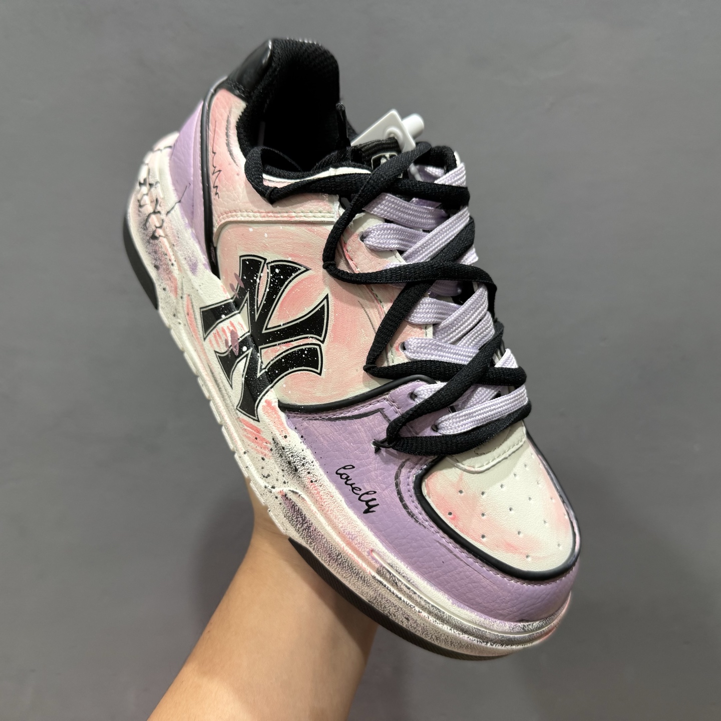 【定制球鞋】 MLB Chunky Liner 灰粉 3ASXCA12N-50IVS