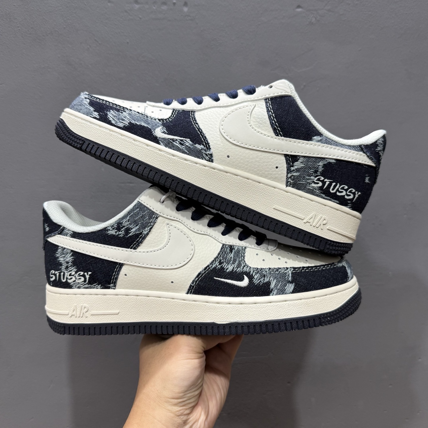 260 独家实拍Nike Air Force 1‘07 Low 斯图西联名 复古牛仔 空军一号低帮休闲板鞋 XS1958-578