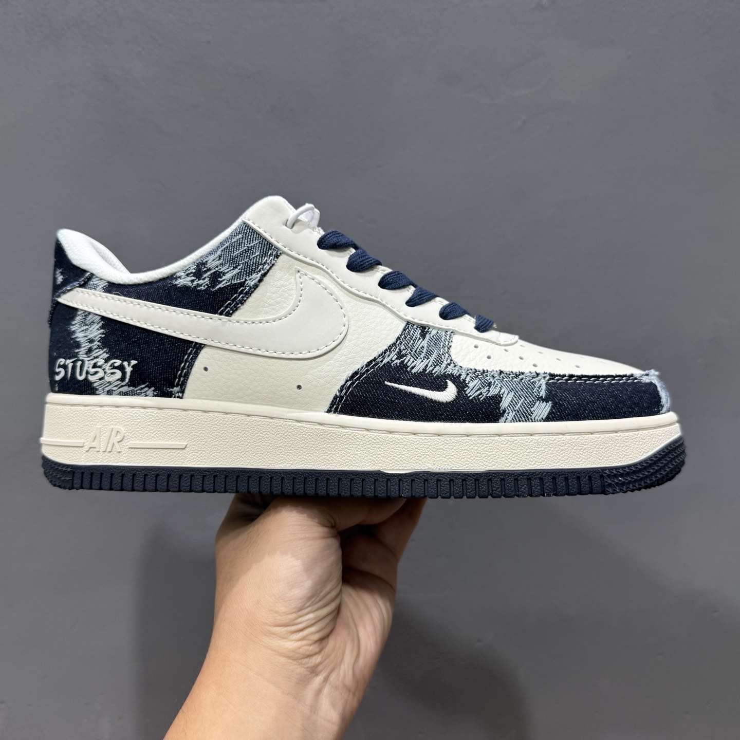 260 独家实拍Nike Air Force 1‘07 Low 斯图西联名 复古牛仔 空军一号低帮休闲板鞋 XS1958-578