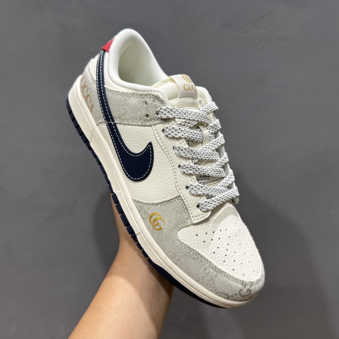280 独家实拍Nike SB Dunk Low 古驰联名 织布蓝勾 周年高端定制 低帮休闲板鞋 FC1688-225