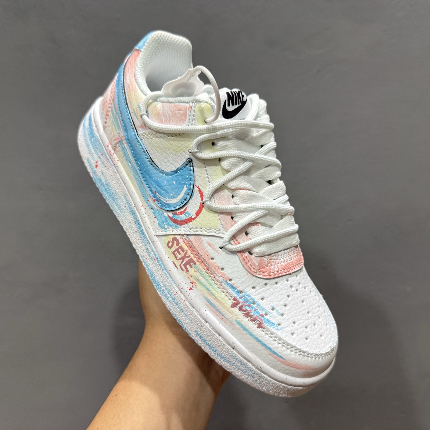 260 独家实拍 [定制球鞋]Nike Court Vision 1 Low “悦动粉” 手绘涂鸦定制板鞋 “悦动粉” DH2987-217