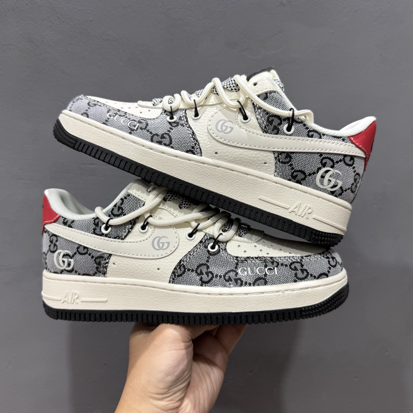 ￥260 Nike Air Force 1'07 Low 古驰联名 灰花纹抽绳 空军一号低帮休闲板鞋 YX5066-319