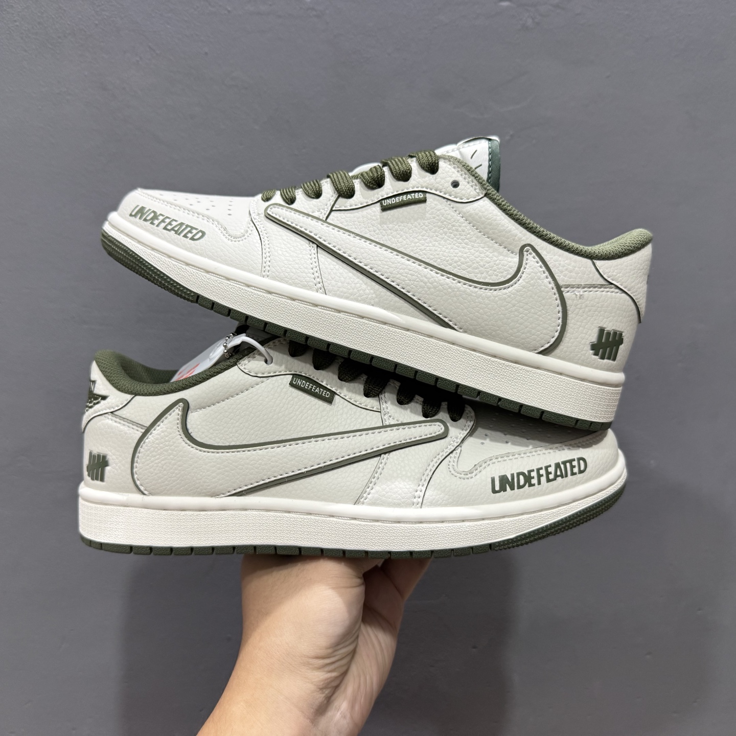 280 定制 Air Jordan 1 Low ow SP UNDEFEATED 倒钩联名米白绿 DF1845-535