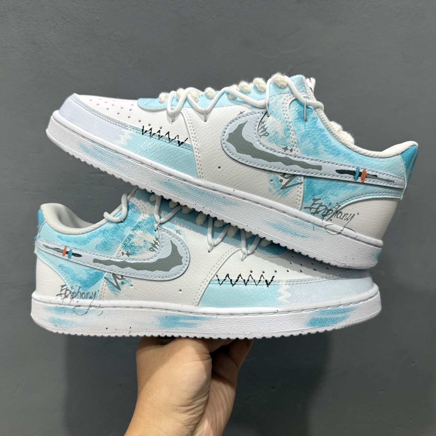【定制球鞋】Nike Court Vision 1 梦熠星河 蓝灰色 DH2987-101