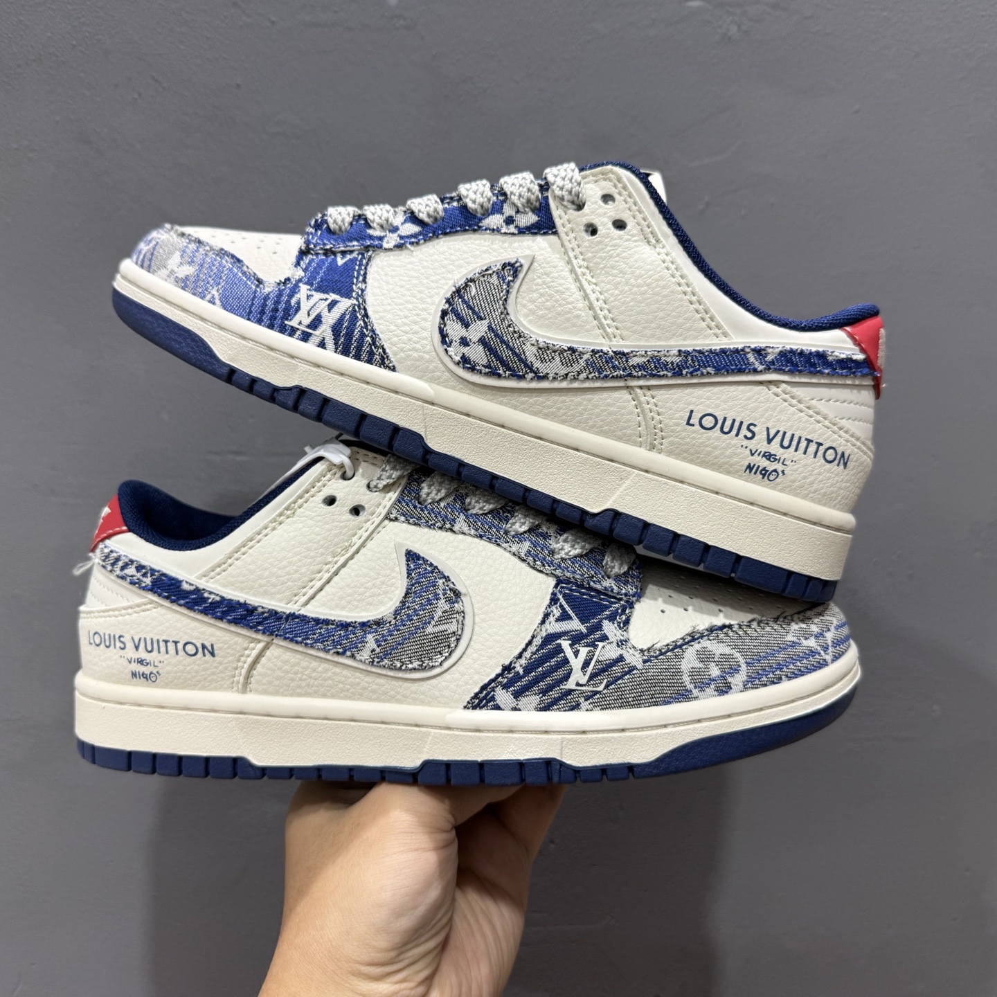 260 海外爆款限量发售！ Nike SB Dunk Low“LV联名——米白牛仔蓝配色” 高端定制 低帮休闲板鞋 JY6988-112