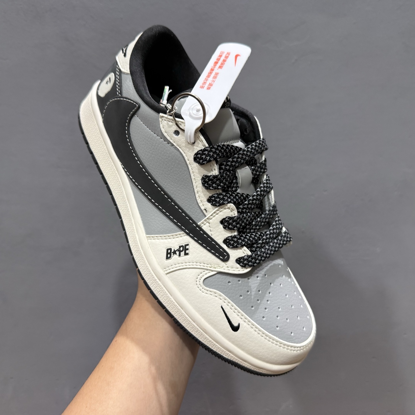 220 Travis Scott x Nike Air Jordan 1 Low x BAPE Air Jordan 1 Low 反转白灰蓝小钩满天星倒钩 BB6511-622