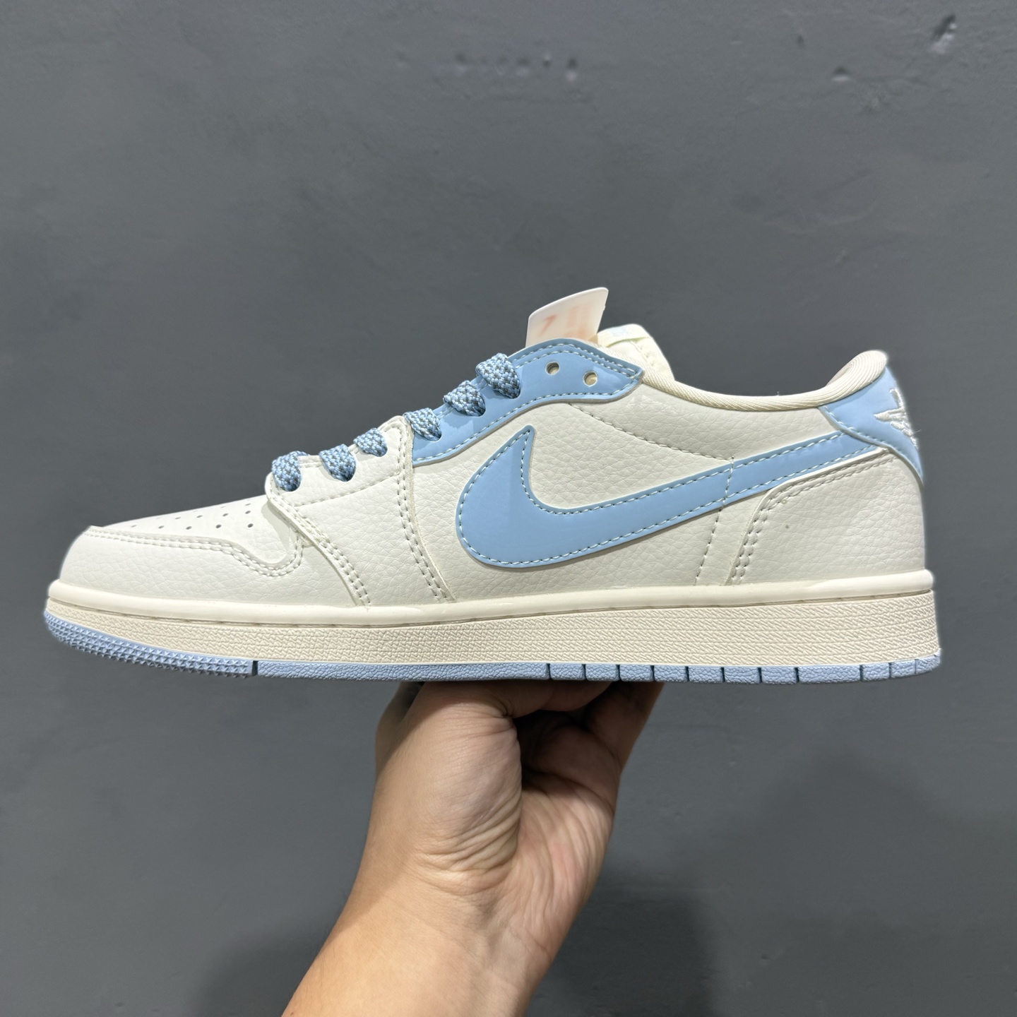 220 Travis Scott x Fragment Design x Air Jordan 1 Low OG SP AJ1 乔1石头岛联名-米白宝蓝 低帮文化休闲板鞋 BB6588-105