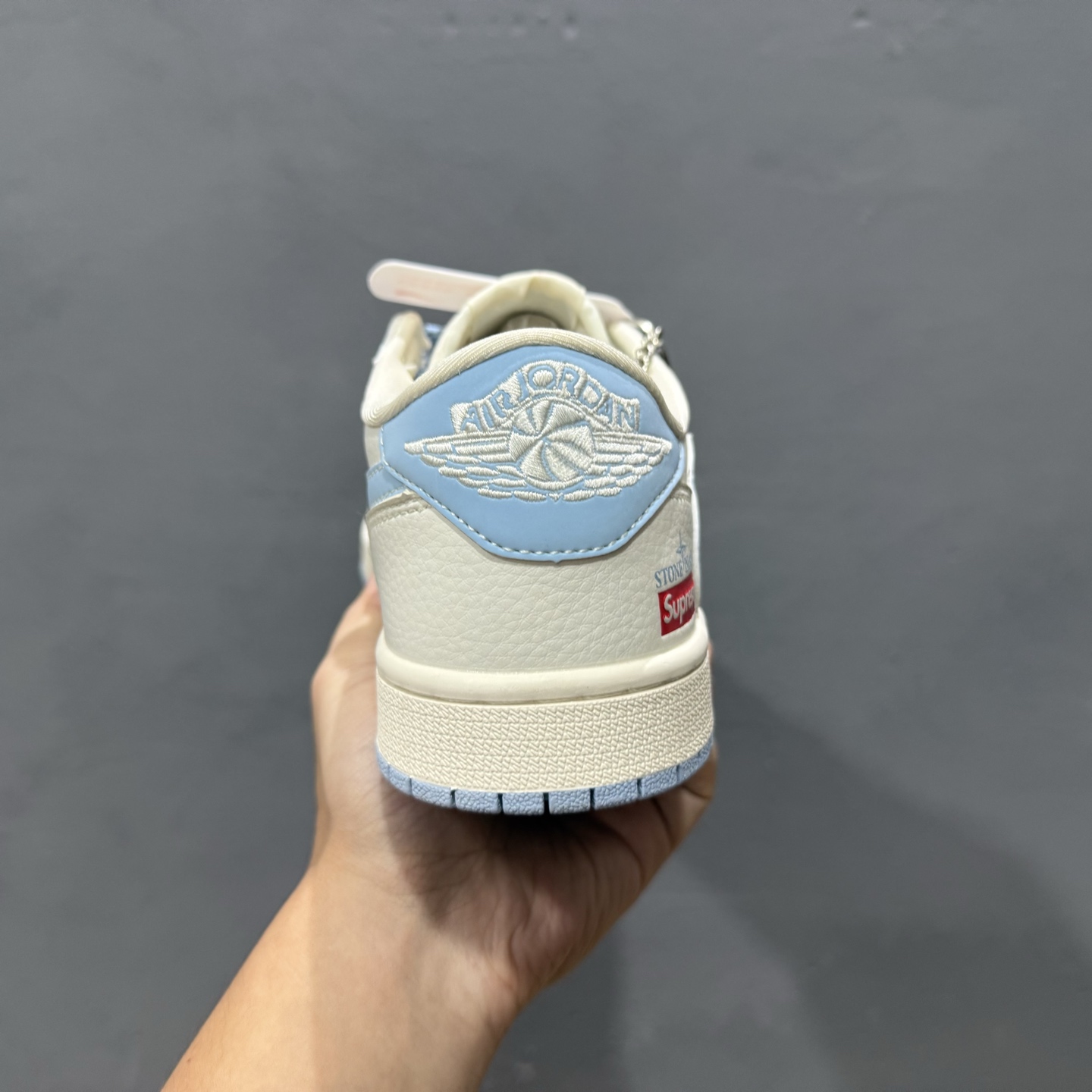 220 Travis Scott x Fragment Design x Air Jordan 1 Low OG SP AJ1 乔1石头岛联名-米白宝蓝 低帮文化休闲板鞋 BB6588-105