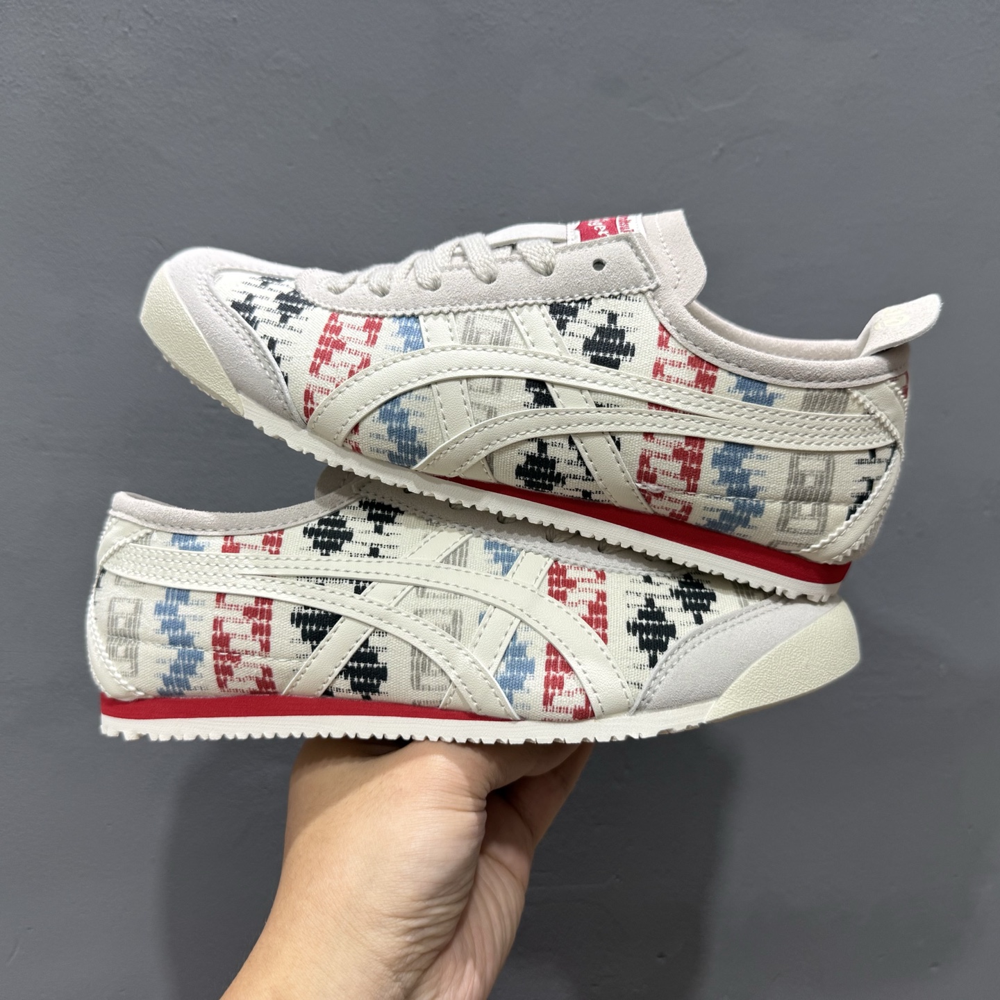 140 OnitsukaTiger/鬼塚虎 Mexico 66 米白色/印花 皮面低邦休闲跑步鞋 1183B648-100