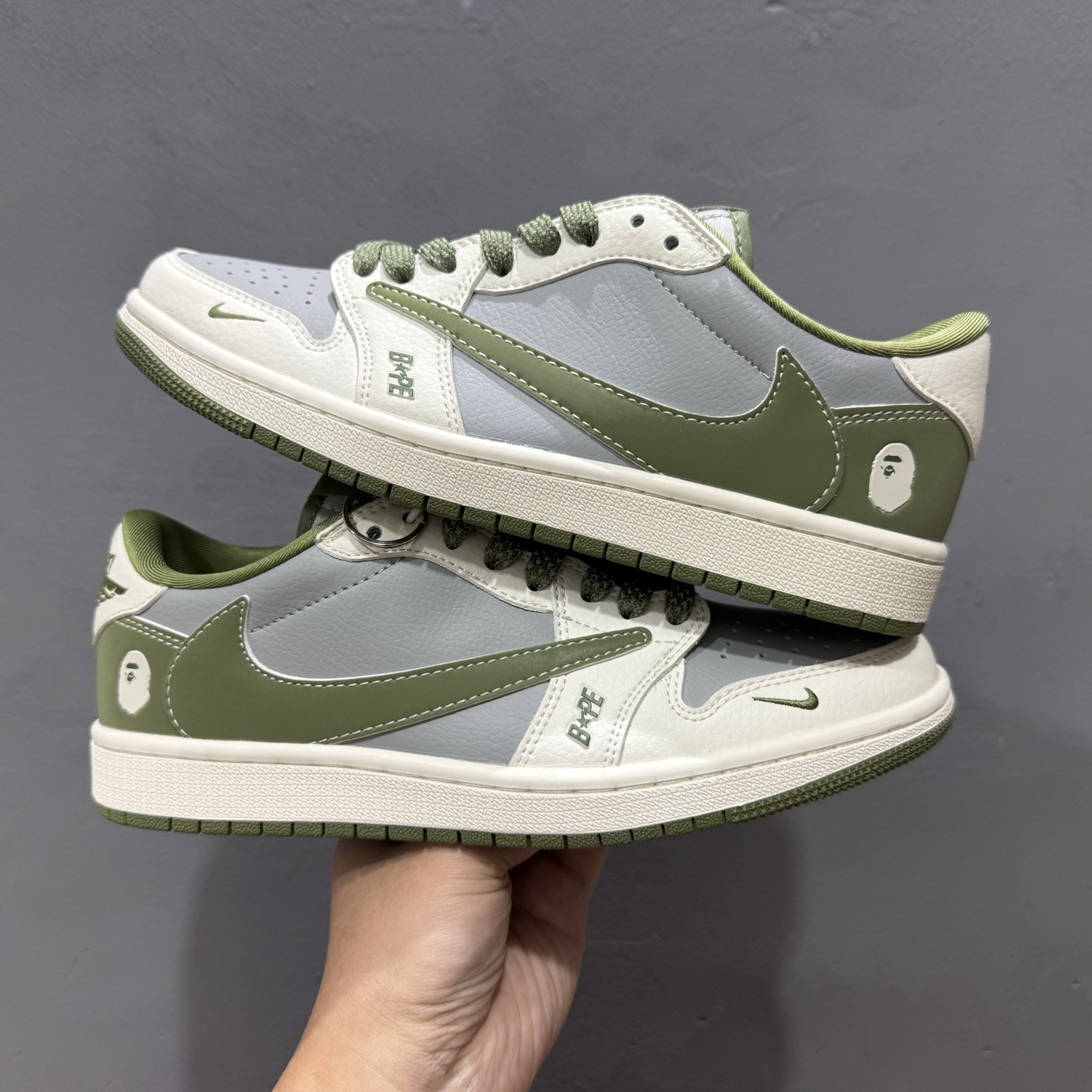 220 Travis Scott x Fragment Design x Air Jordan 1 Low OG SP AJ1 乔1 Bape联名-灰青 低帮文化休闲板鞋 BB6511-621