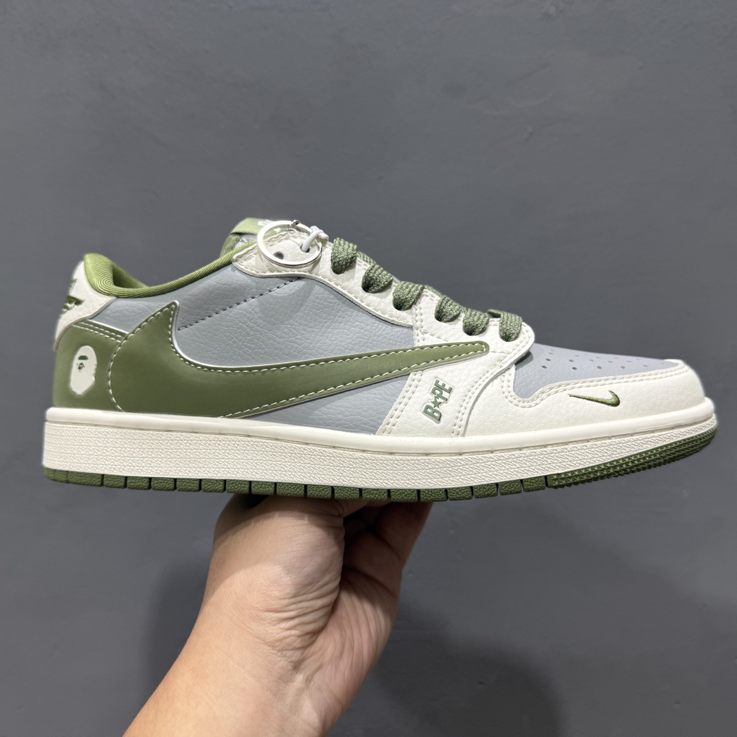 220 Travis Scott x Fragment Design x Air Jordan 1 Low OG SP AJ1 乔1 Bape联名-灰青 低帮文化休闲板鞋 BB6511-621