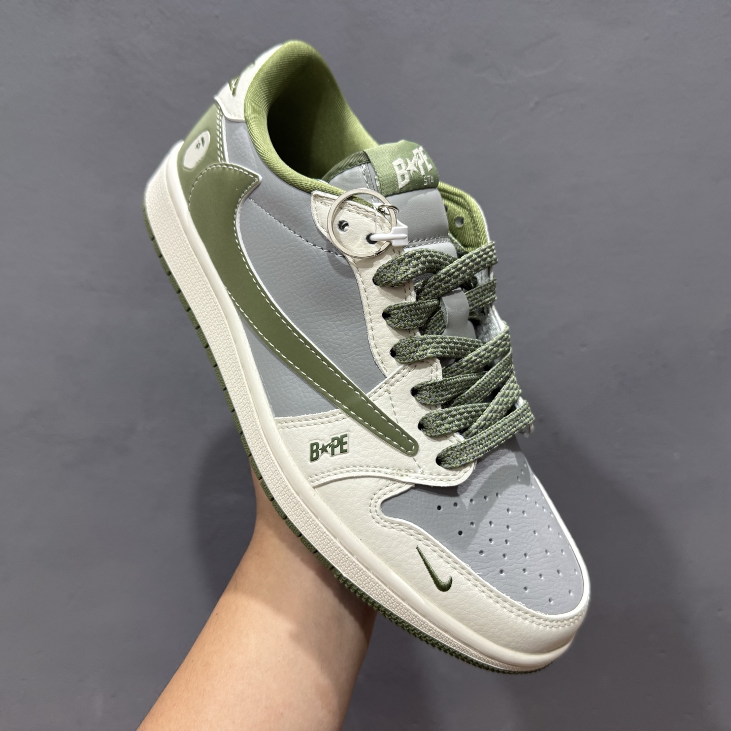 220 Travis Scott x Fragment Design x Air Jordan 1 Low OG SP AJ1 乔1 Bape联名-灰青 低帮文化休闲板鞋 BB6511-621