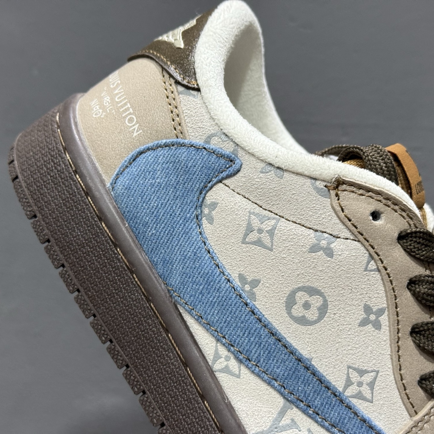 280 SC版 Travis Scott x Fragment Design x Air Jordan 1 Low OG SP AJ1 LV联名 蓝灰棕 低帮文化休闲板鞋 CH6336-022