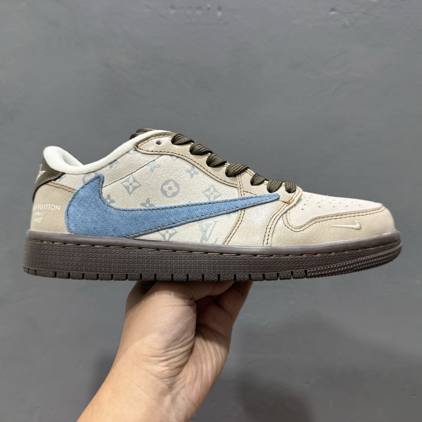 280 SC版 Travis Scott x Fragment Design x Air Jordan 1 Low OG SP AJ1 LV联名 蓝灰棕 低帮文化休闲板鞋 CH6336-022