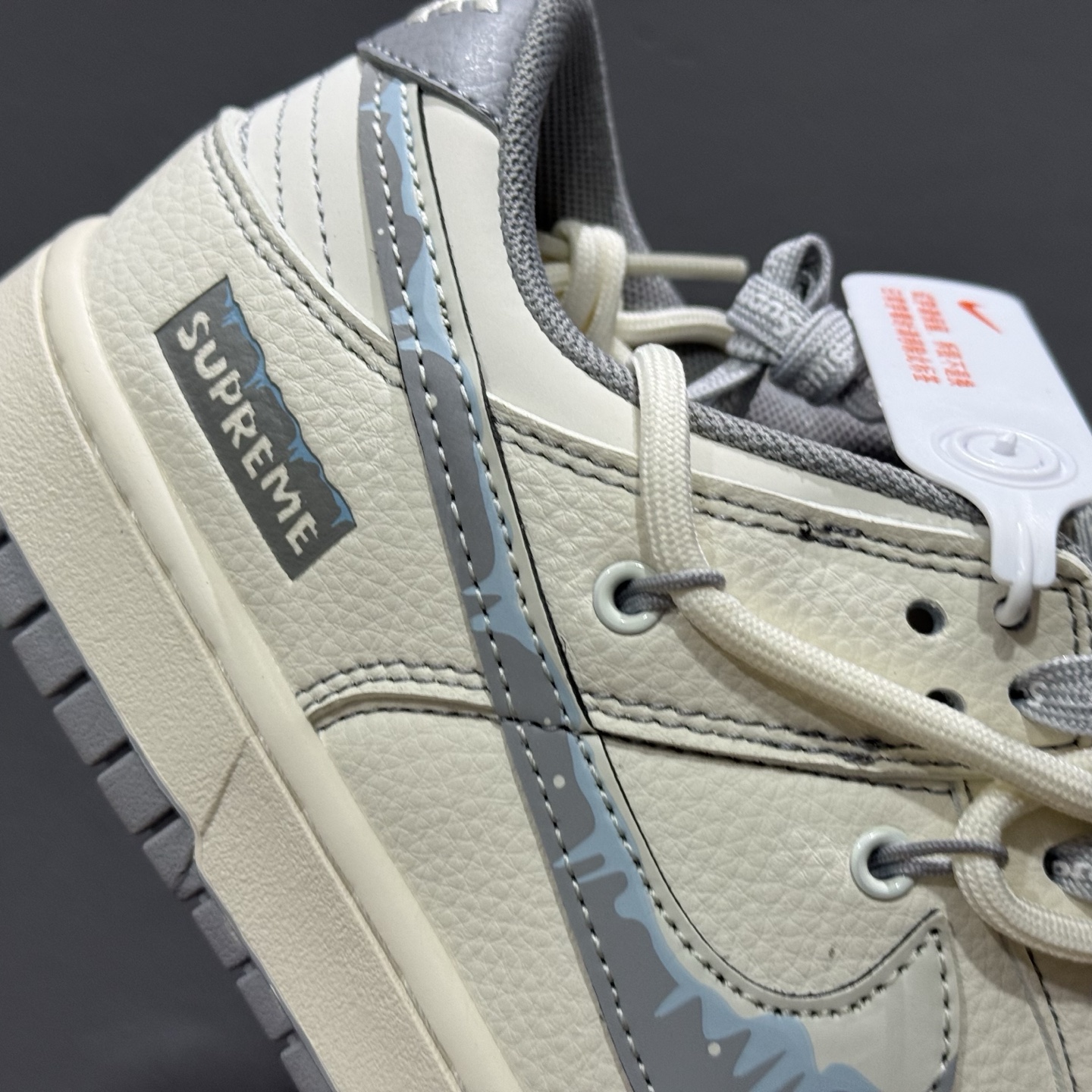 300 Nike SB Dunk Low x Supreme SUP联名-米白灰绑带 DM6868-080