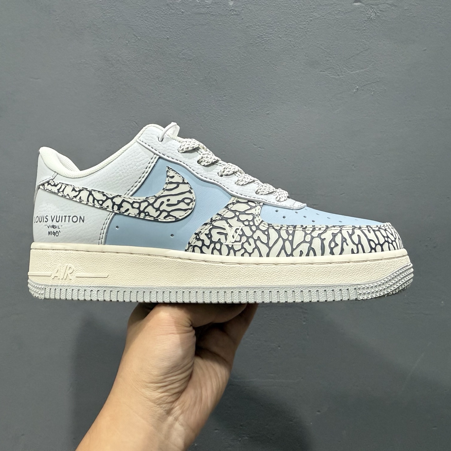 ￥260 Nike Air Force 1'07 Low LV联名 灰蓝石纹 空军一号低帮休闲板鞋 ZH2598-307