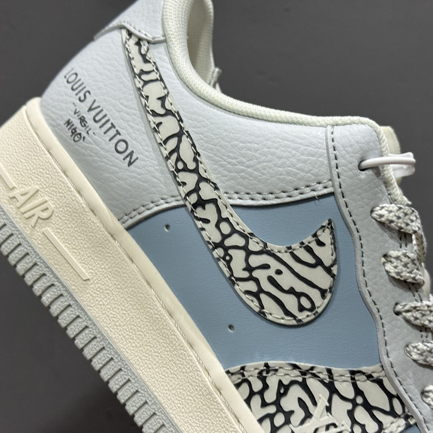 ￥260 Nike Air Force 1'07 Low LV联名 灰蓝石纹 空军一号低帮休闲板鞋 ZH2598-307