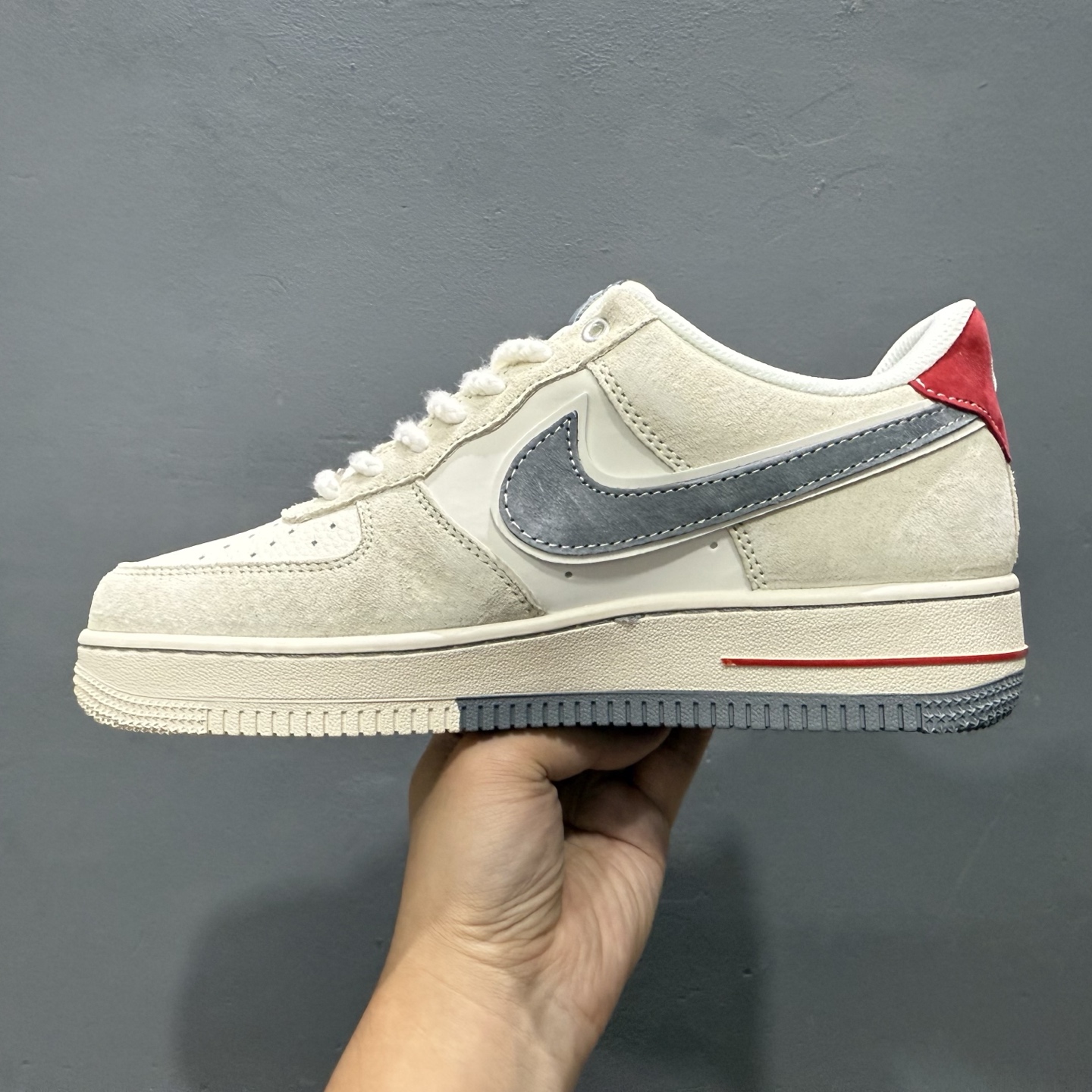 260 独家实拍Nike Air Force 1‘07 Low 北面联名 双拼灰 空军一号低帮休闲板鞋 YX5066-311
