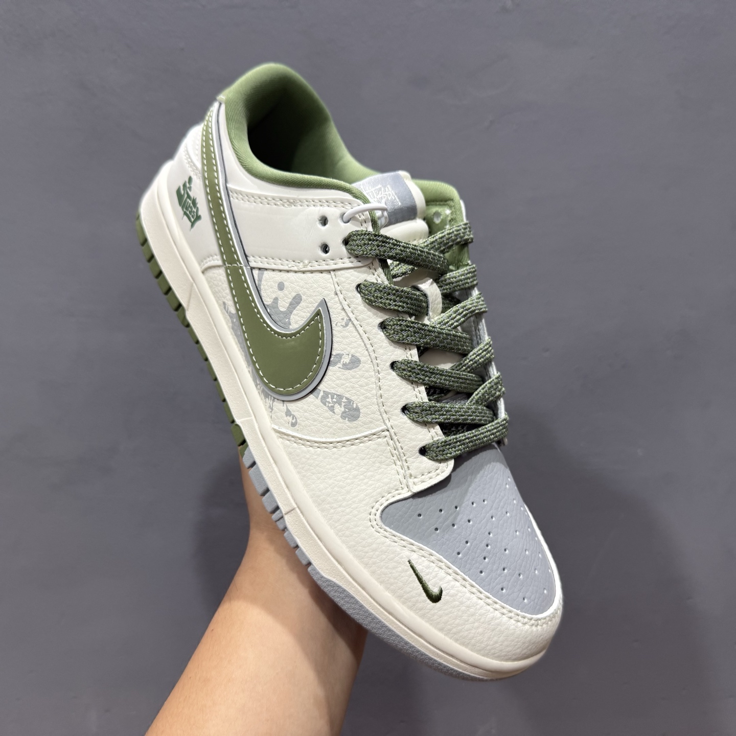 280 Nike SB Dunk Low 斯图西联名 双拼爆炸绿勾 周年高端定制 低帮休闲板鞋 XS6089-594
