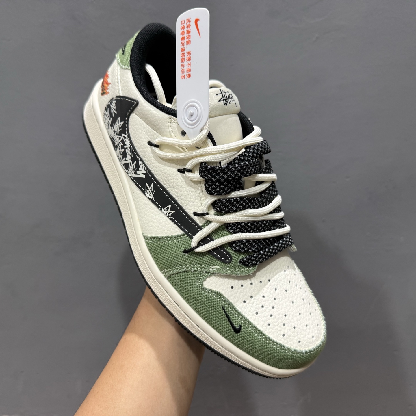 300 Stussy x Air Jordan 1 Low 米绿帆布抽绳 DM6868-102