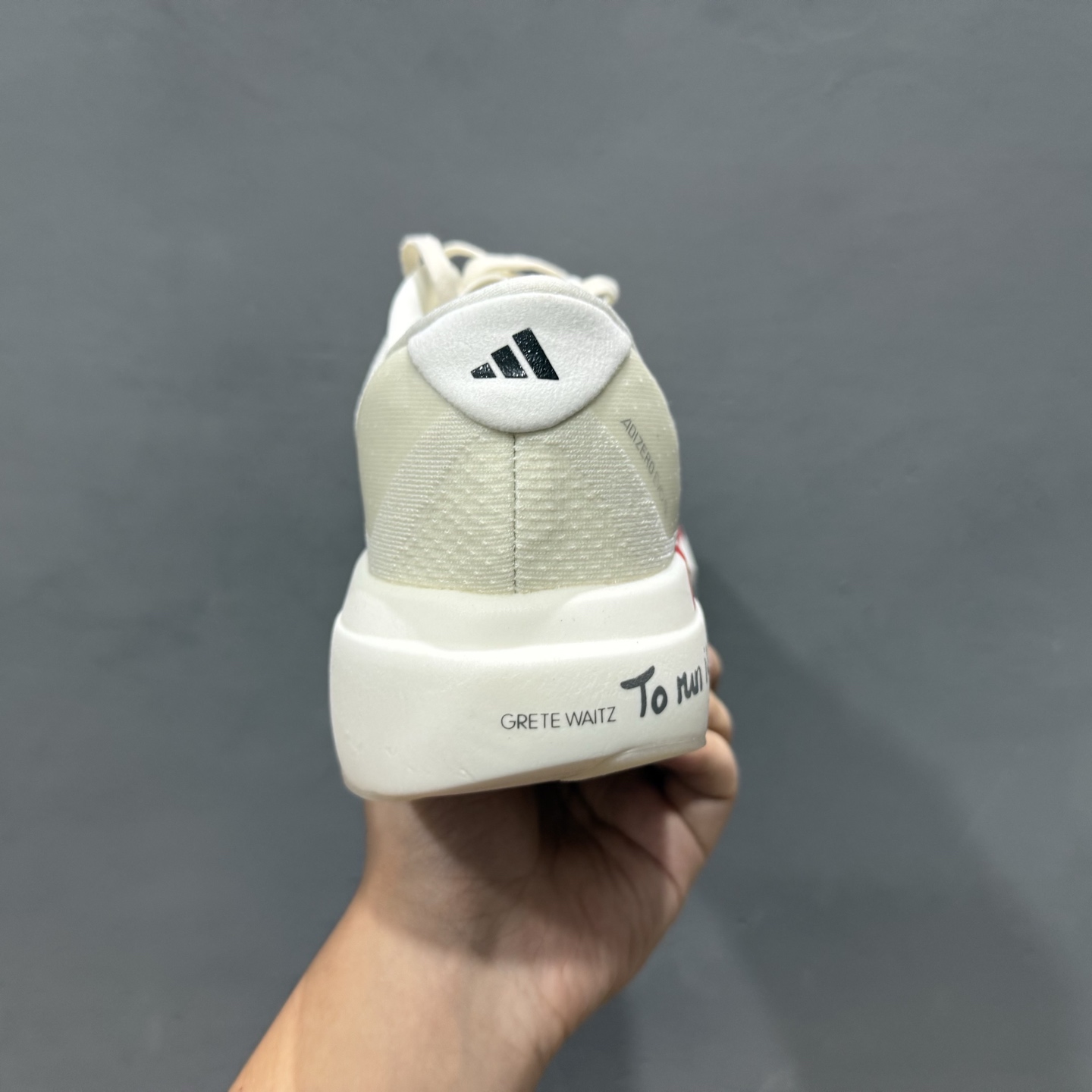 adidas Adizero Evo SL 白红色 阿迪超轻透气缓震跑鞋 JS1183