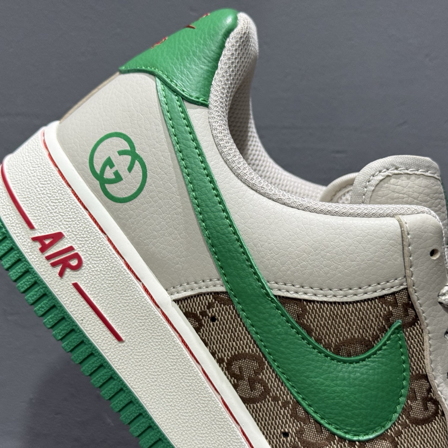 Nike Air Force 1'07 Low 古驰联名 灰棕小绿勾 空军一号低帮休闲板鞋 LW9279-003