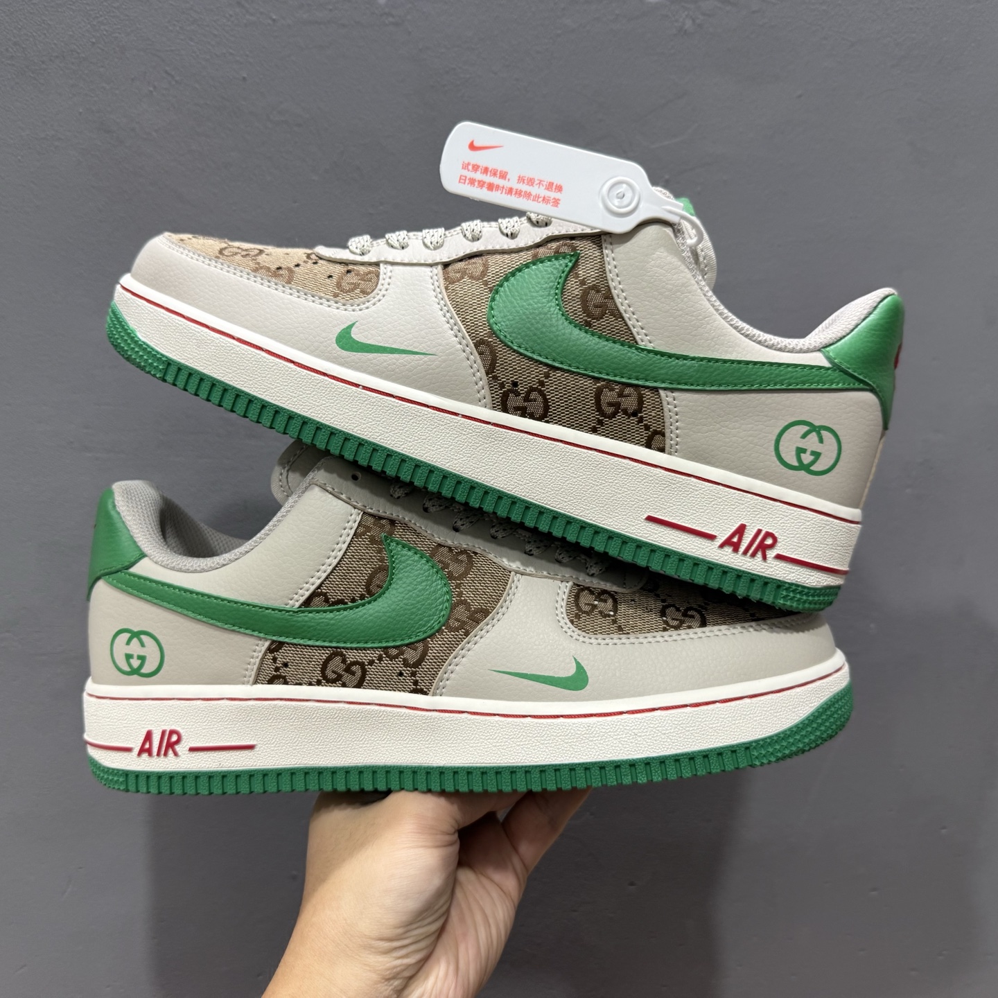 Nike Air Force 1'07 Low 古驰联名 灰棕小绿勾 空军一号低帮休闲板鞋 LW9279-003