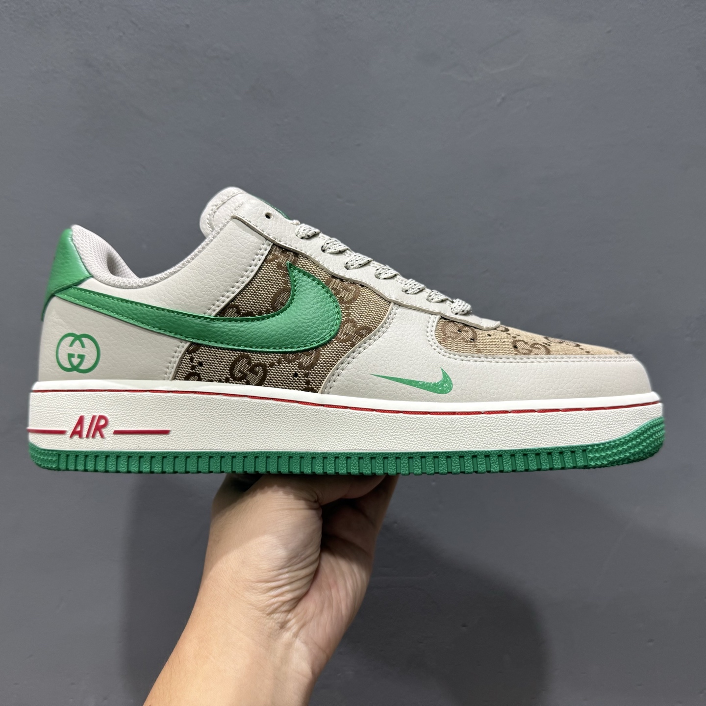 Nike Air Force 1’07 Low 古驰联名 灰棕小绿勾 空军一号低帮休闲板鞋 LW9279-003