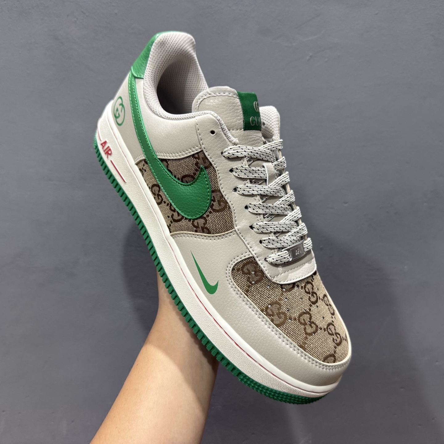Nike Air Force 1'07 Low 古驰联名 灰棕小绿勾 空军一号低帮休闲板鞋 LW9279-003