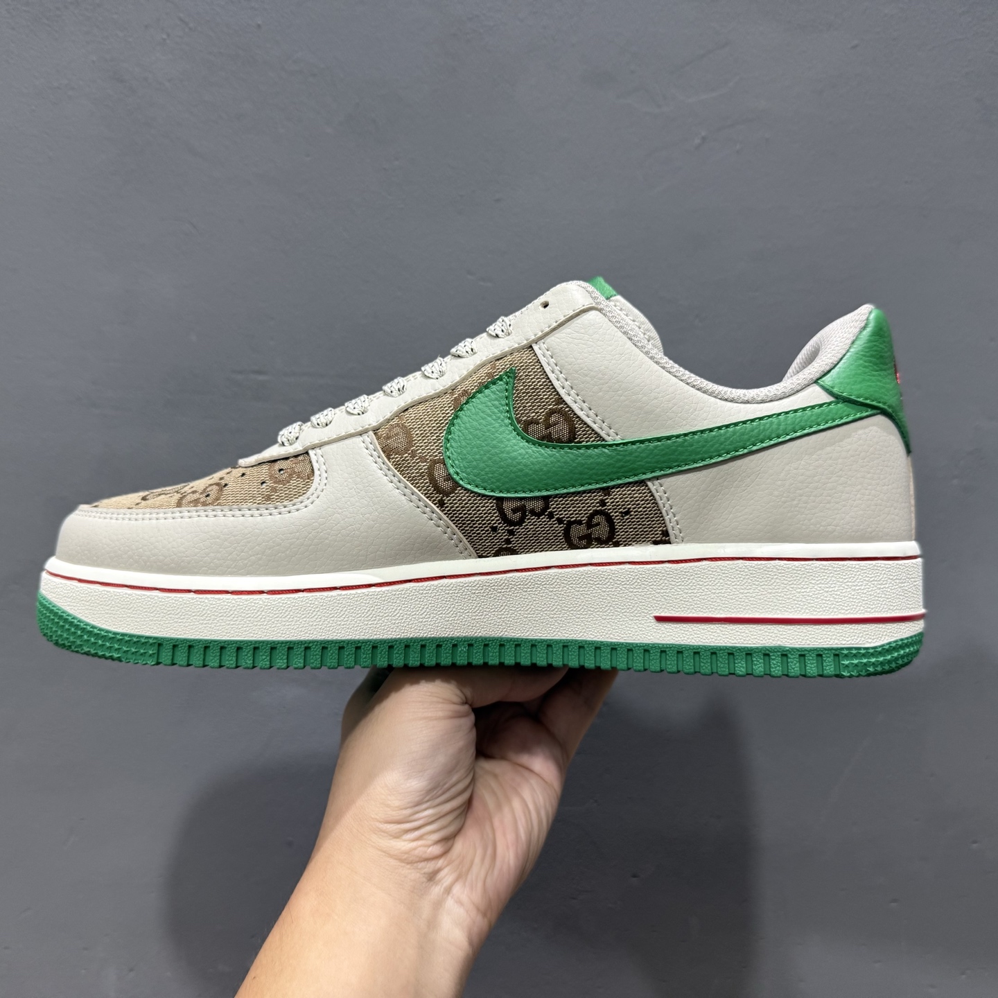 Nike Air Force 1'07 Low 古驰联名 灰棕小绿勾 空军一号低帮休闲板鞋 LW9279-003