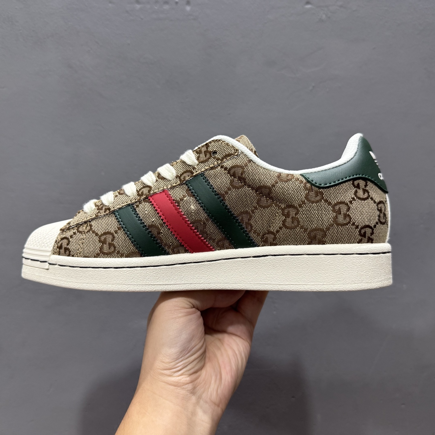 ＃纯原 CLOT x AD Originals #贝壳头古驰联名限定 贴合柔软布料棕绿印花配色 SD6807