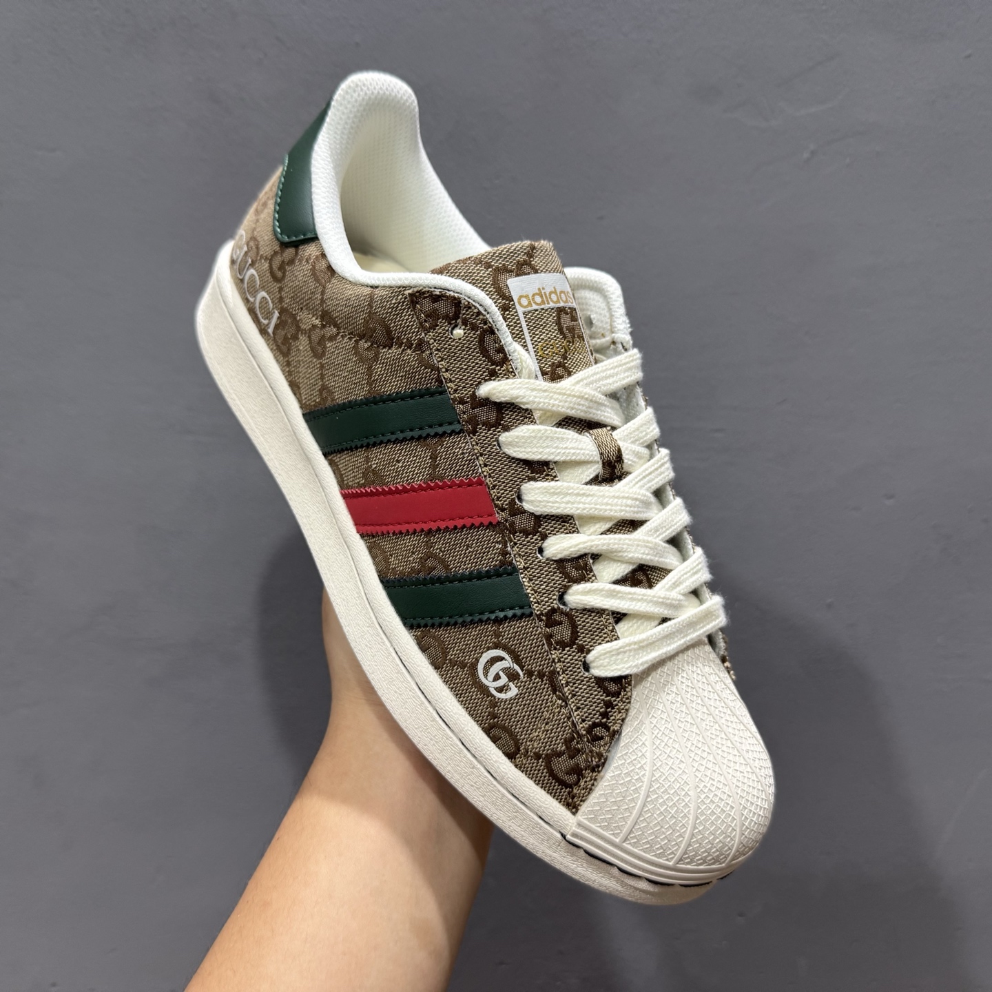 ＃纯原 CLOT x AD Originals #贝壳头古驰联名限定 贴合柔软布料棕绿印花配色 SD6807
