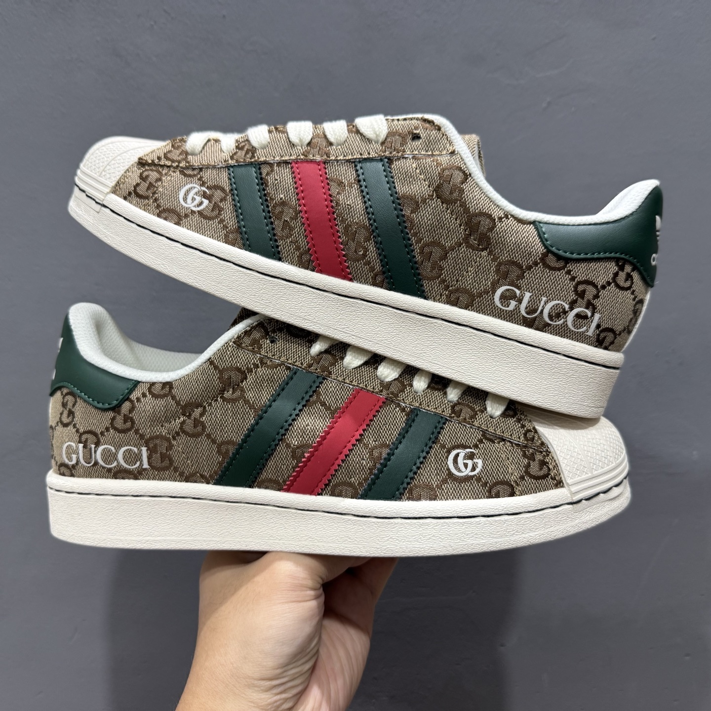 ＃纯原 CLOT x AD Originals #贝壳头古驰联名限定 贴合柔软布料棕绿印花配色 SD6807