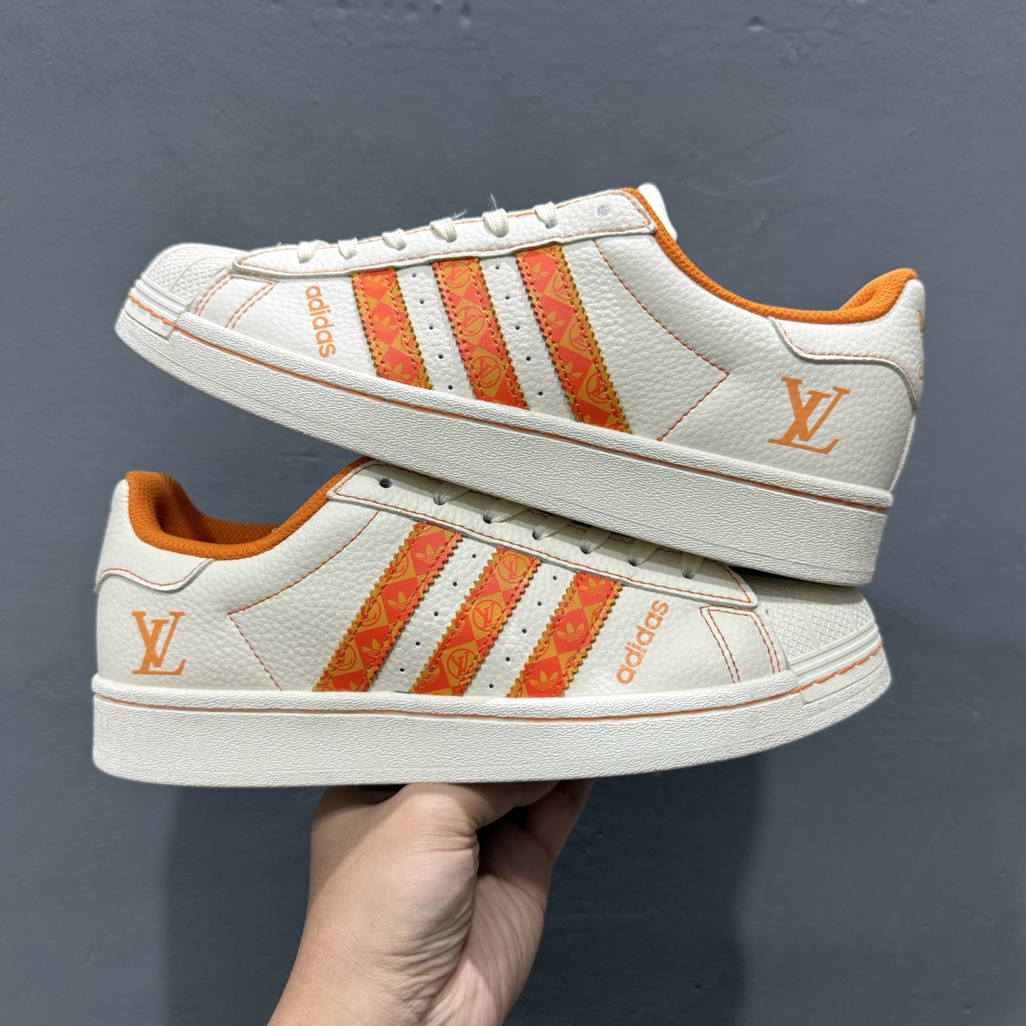 ＃纯原 CLOT x AD Originals #贝壳头LV联名限定 贴合柔软皮料白橙配色