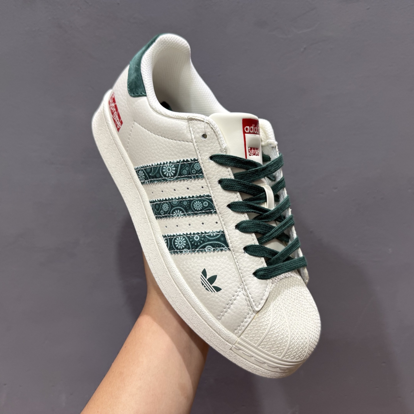 240 ＃纯原 CLOT x AD Originals #贝壳头SUP联名限定 贴合柔软皮料白绿三叶草配色