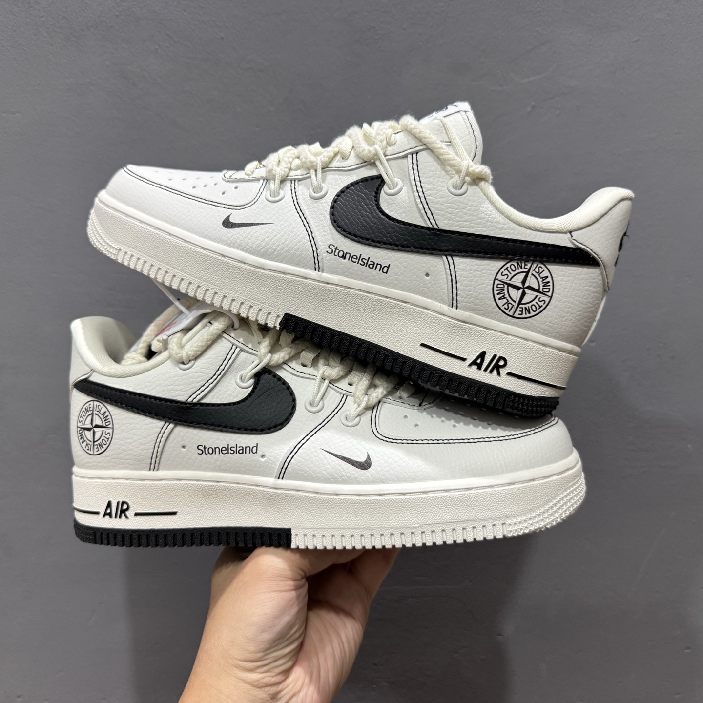 Nike Air Force 1'07 Low 米白绑带黑小勾 空军一号低帮休闲板鞋 GS9875-001