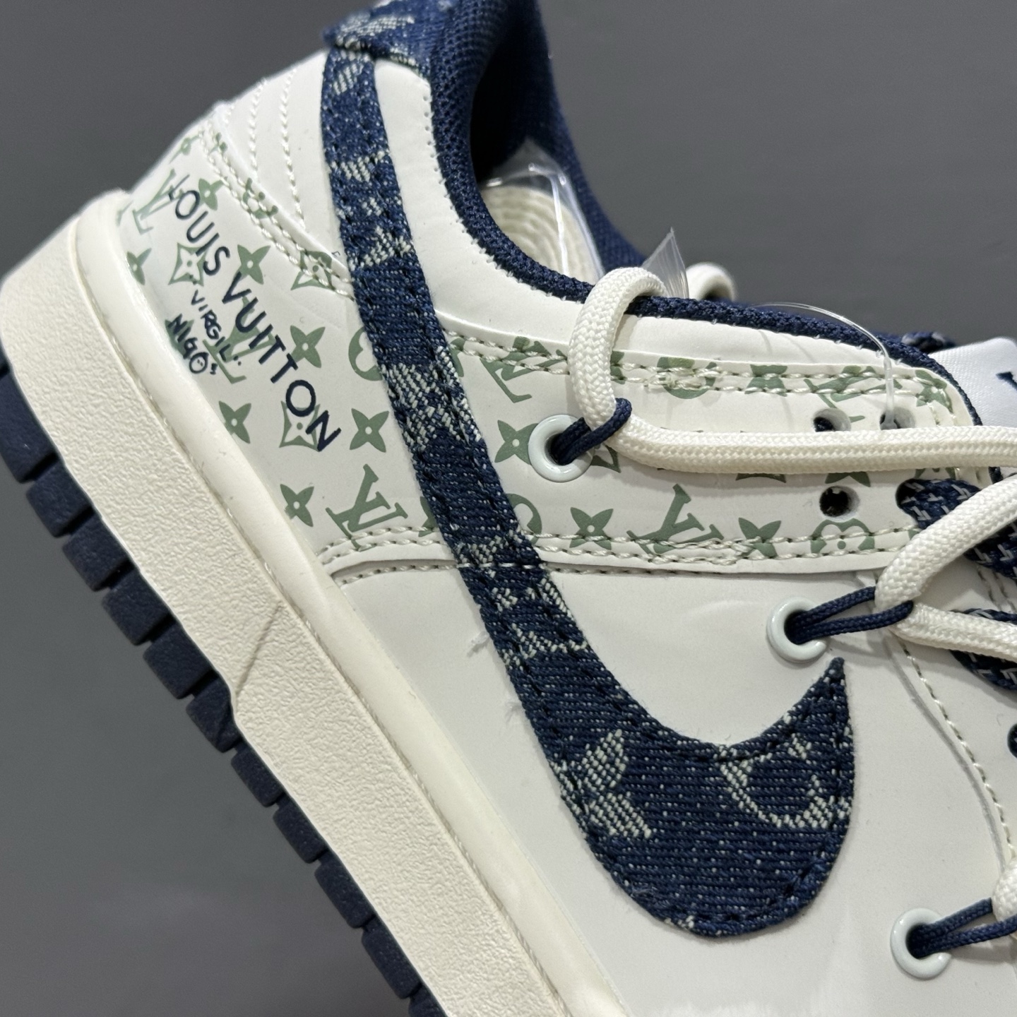 Nike SB Dunk Low LV联名 绑带牛仔蓝勾 周年高端定制 低帮休闲板鞋 YX5066-329
