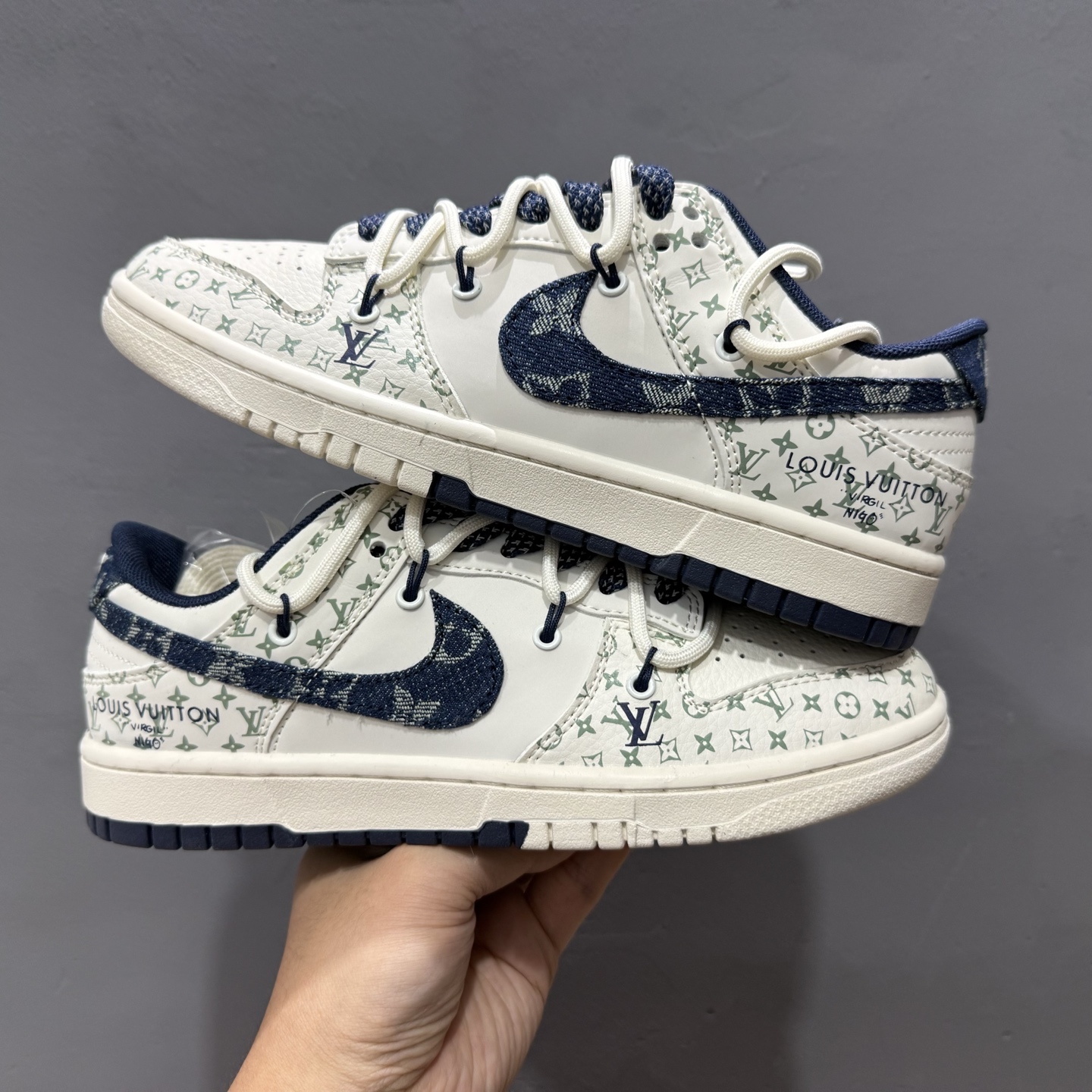 Nike SB Dunk Low LV联名 绑带牛仔蓝勾 周年高端定制 低帮休闲板鞋 YX5066-329